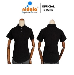 Áo thun Polo Nam Nữ có cổ NIDALA chất liệu cá sấu 65%cotton 35% poly thanh lịch chuẩn đẹp, màu đen