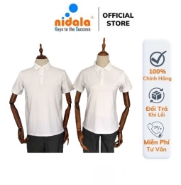 Áo thun Polo 100% cotton Nam Nữ có cổ NIDALA chất liệu cá sấu thanh lịch chuẩn đẹp, màu trắng kem