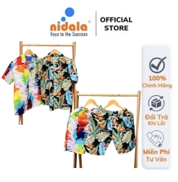 Áo quần đi biển, du lịch, team building NIDALA hoa tiết hoa lá, chất Kate Thái cao cấp, đường may đẹp