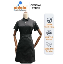 Tạp dề phục vụ nam nữ Nidala màu đen đồng phục cao cấp dành cho nhà hàng, cà phê (nhận in theo yêu cầu)