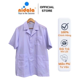 Áo điều dưỡng nam Nidala ngắn tay, blouse ngắn nhà thuốc, phòng khám, chất liệu Kate đường may đẹp, tỉ mỉ
