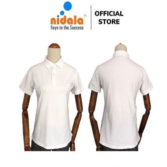 Áo thun Polo 100% cotton Nam Nữ có cổ NIDALA chất liệu cá sấu thanh lịch chuẩn đẹp, màu trắng kem
