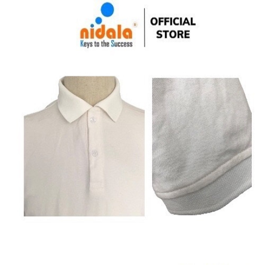 Áo thun Polo 100% cotton Nam Nữ có cổ NIDALA chất liệu cá sấu thanh lịch chuẩn đẹp, màu trắng kem