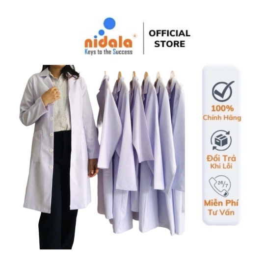 [Blouse nữ] Áo bác sĩ nữ cao cấp Nidala dáng dài, tay dài chất vải dày dặn, đường may đẹp, sắc xảo