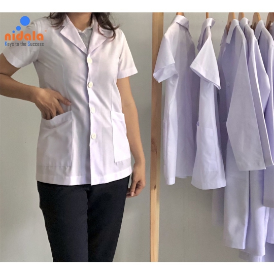 Áo điều dưỡng Nữ tay ngắn Nidala chất liệu Kate silk, đường may đẹp, tỉ mỉ
