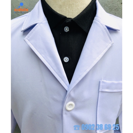 Áo điều dưỡng nam Nidala ngắn tay, blouse ngắn nhà thuốc, phòng khám, chất liệu Kate đường may đẹp, tỉ mỉ