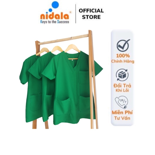 Bộ Scrubs cổ tim cao cấp NIDALA bác sĩ, phòng khám, phòng mổ, đồng phục spa, thẩm mỹ viện