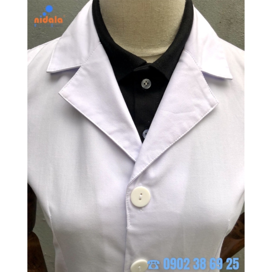 Áo blouse Nữ tay ngắn, dáng ngắn dược sĩ, y tá, điều dưỡng Nidala đường may đẹp, sắc xảo