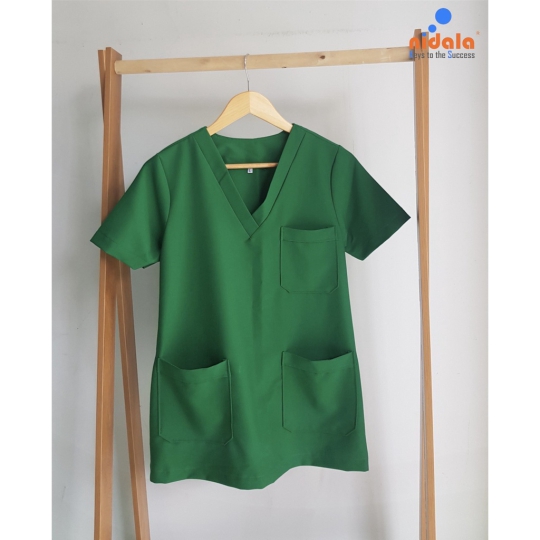 Bộ Scrubs cổ V cao cấp trắng, xanh, tím NIDALA đồng phục spa, thẩm mỹ viện ,phòng khám, phòng mổ, nha khoa (In miễn phí)