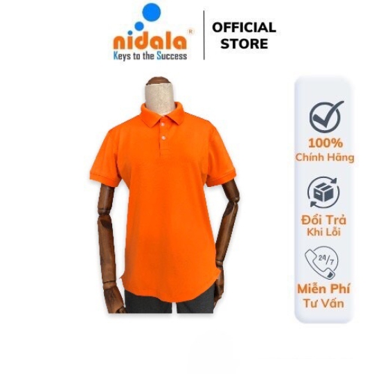 Áo thun Polo Nữ có cổ NIDALA chất liệu Poly Thái thanh lịch chuẩn đẹp, màu cam
