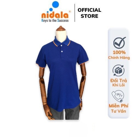 Áo thun Polo Nữ có cổ NIDALA chất liệu cá sấu cotton 65/35 thanh lịch chuẩn đẹp, màu xanh bích