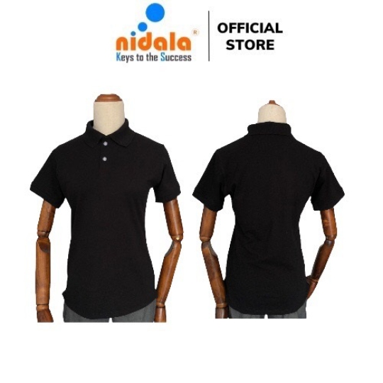 Áo thun Polo Nam Nữ có cổ NIDALA chất liệu cá sấu 65%cotton 35% poly thanh lịch chuẩn đẹp, màu đen