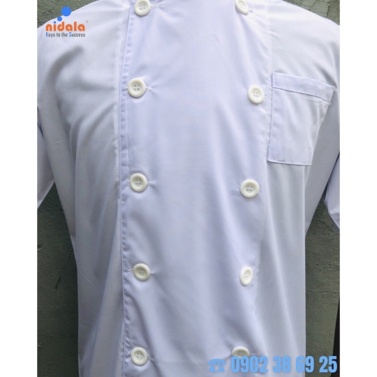 Áo bếp nam ngắn tay Nidala chất Kate silk đường may đẹp, tỉ mỉ