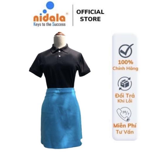Váy công sở (chân váy) 2 lớp cao cấp màu xanh Nidala kiểu đơn giản thanh lịch, phối áo thun, sơ mi văn phòng