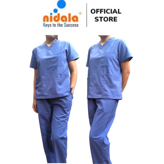 Bộ Scrubs cổ V nhiều màu NIDALA đồng phục spa, thẩm mỹ viện, phòng khám, phòng mổ, nha khoa (In miễn phí)